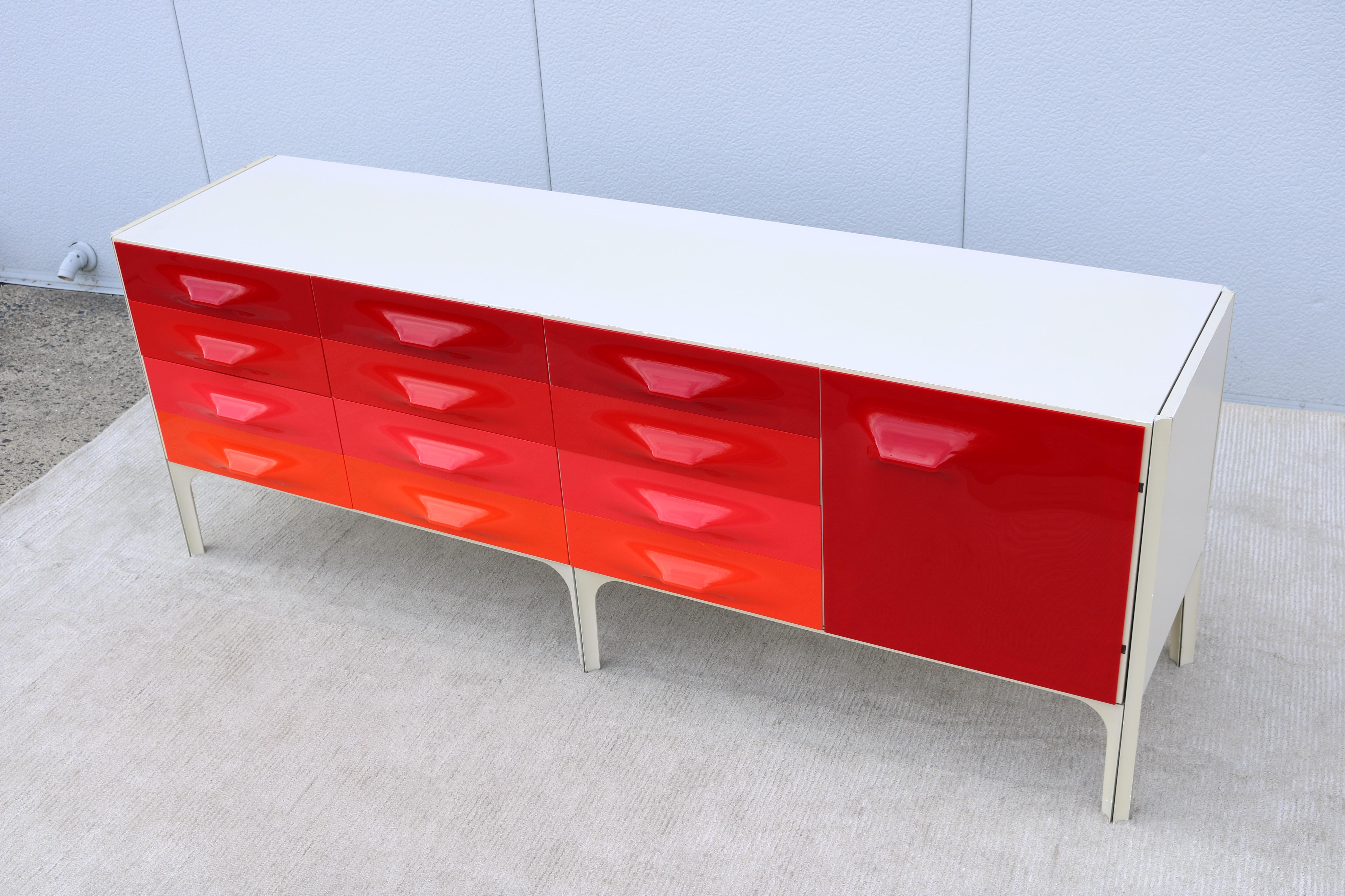 French Mid-Century Modern Raymond Loewy DF2000 Credenza or Dresser by Doubinsky Freres For Sale