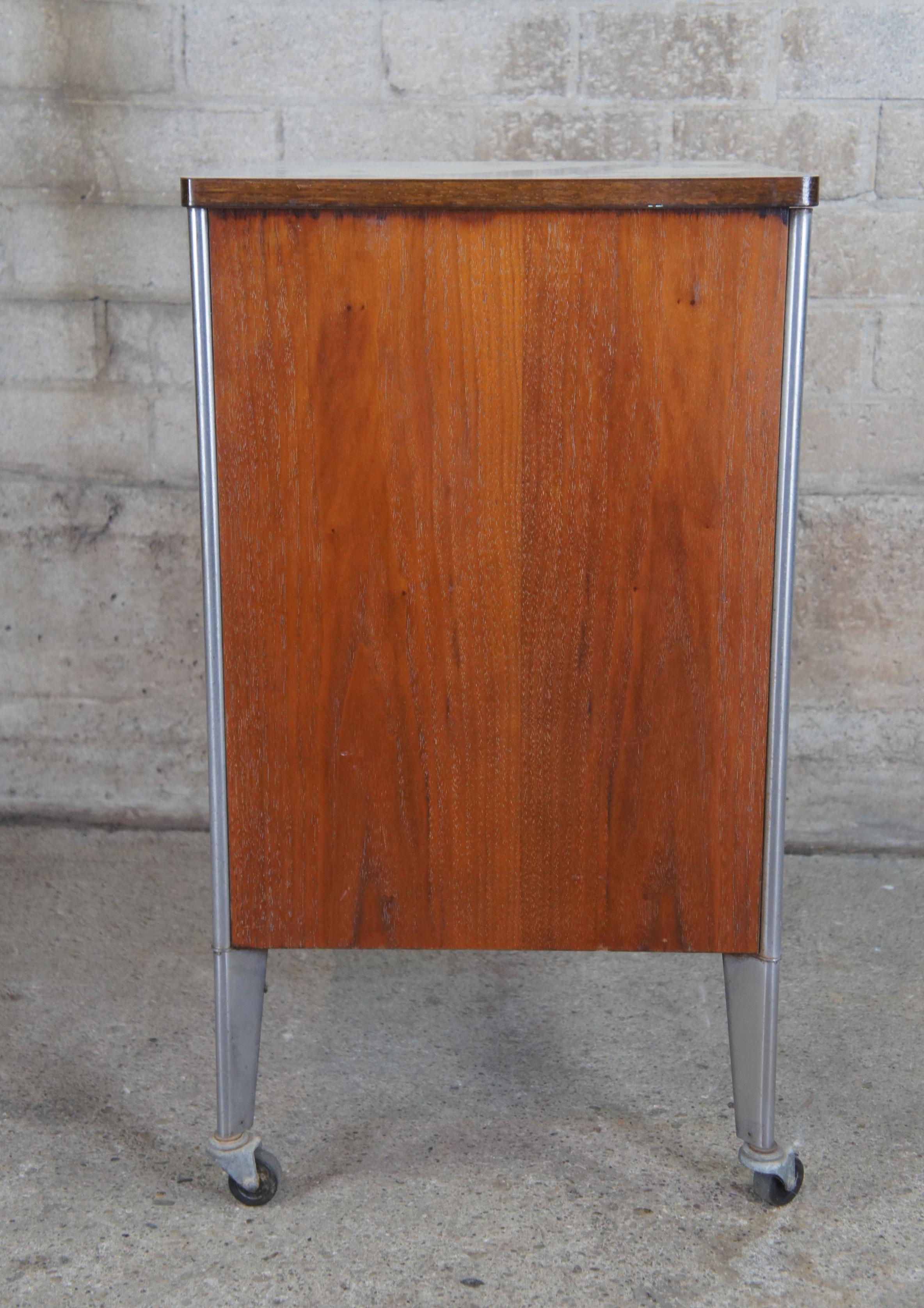Aluminum Mid-Century Modern Raymond Loewy Hill Rom Industrial Medical Cabinet Tables MCM