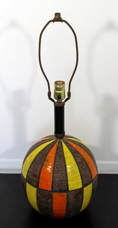 Mid-Century Modern Raymor Bitossi Ceramic Table Lamp Italy Orange Yellow, 1960s