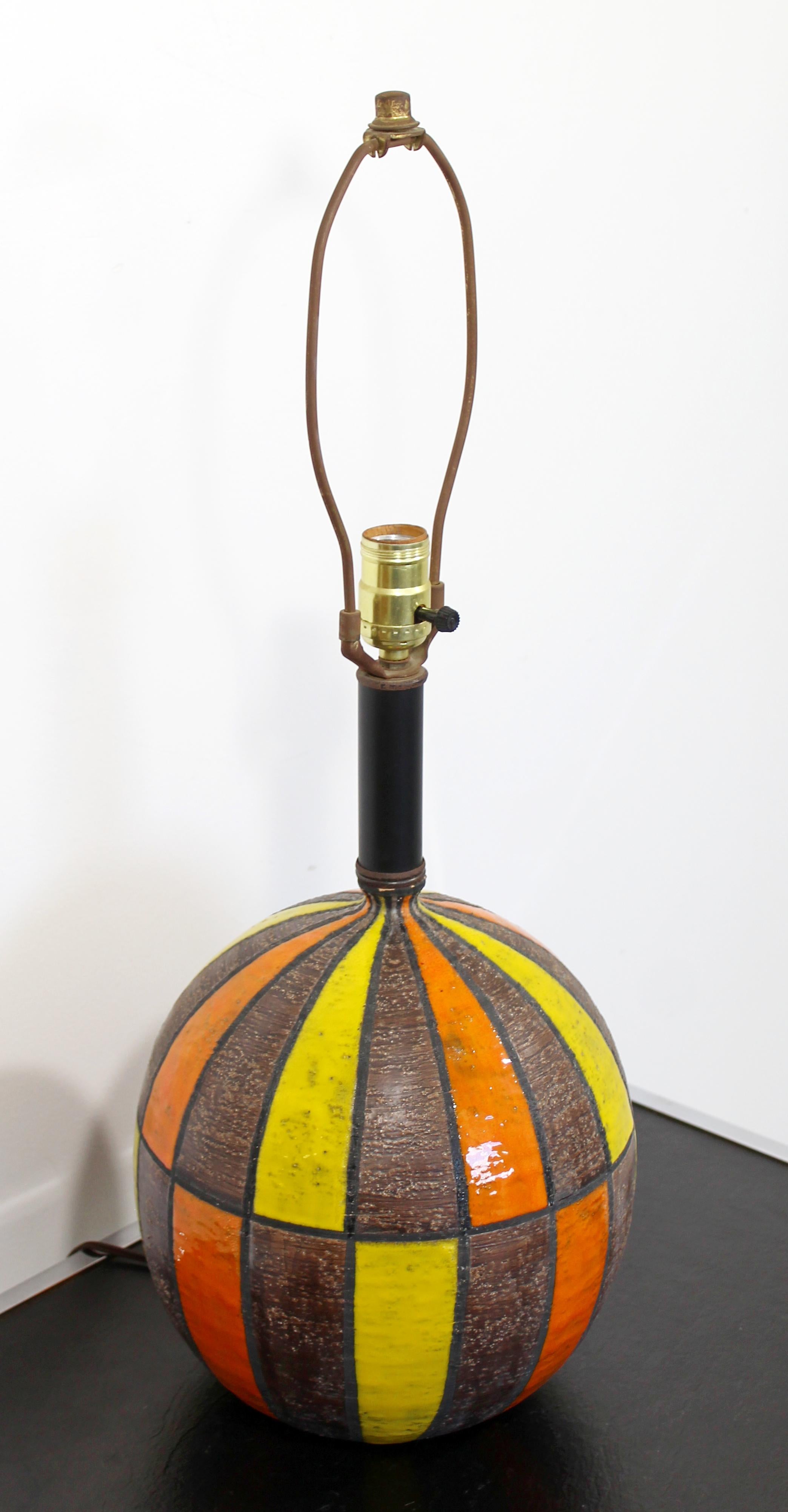 Mid-20th Century Mid-Century Modern Raymor Bitossi Ceramic Table Lamp Italy Orange Yellow, 1960s