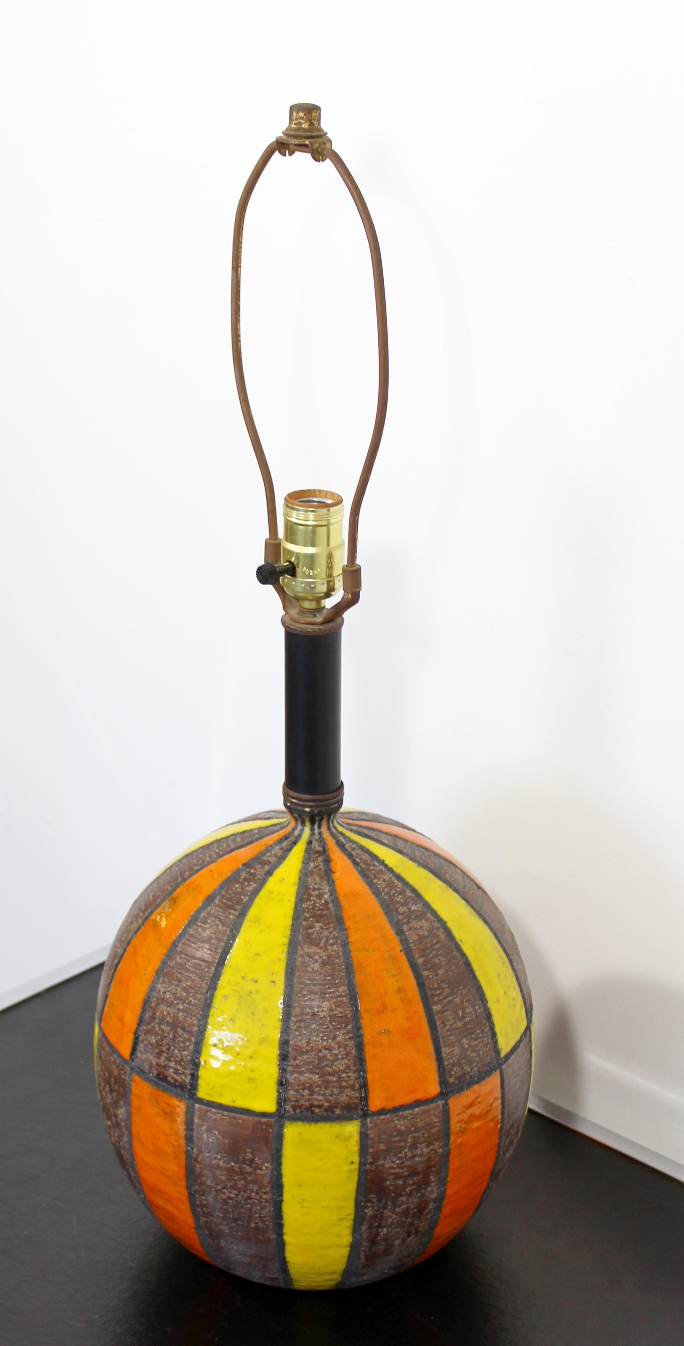 Mid-Century Modern Raymor Bitossi Ceramic Table Lamp Italy Orange Yellow, 1960s 1