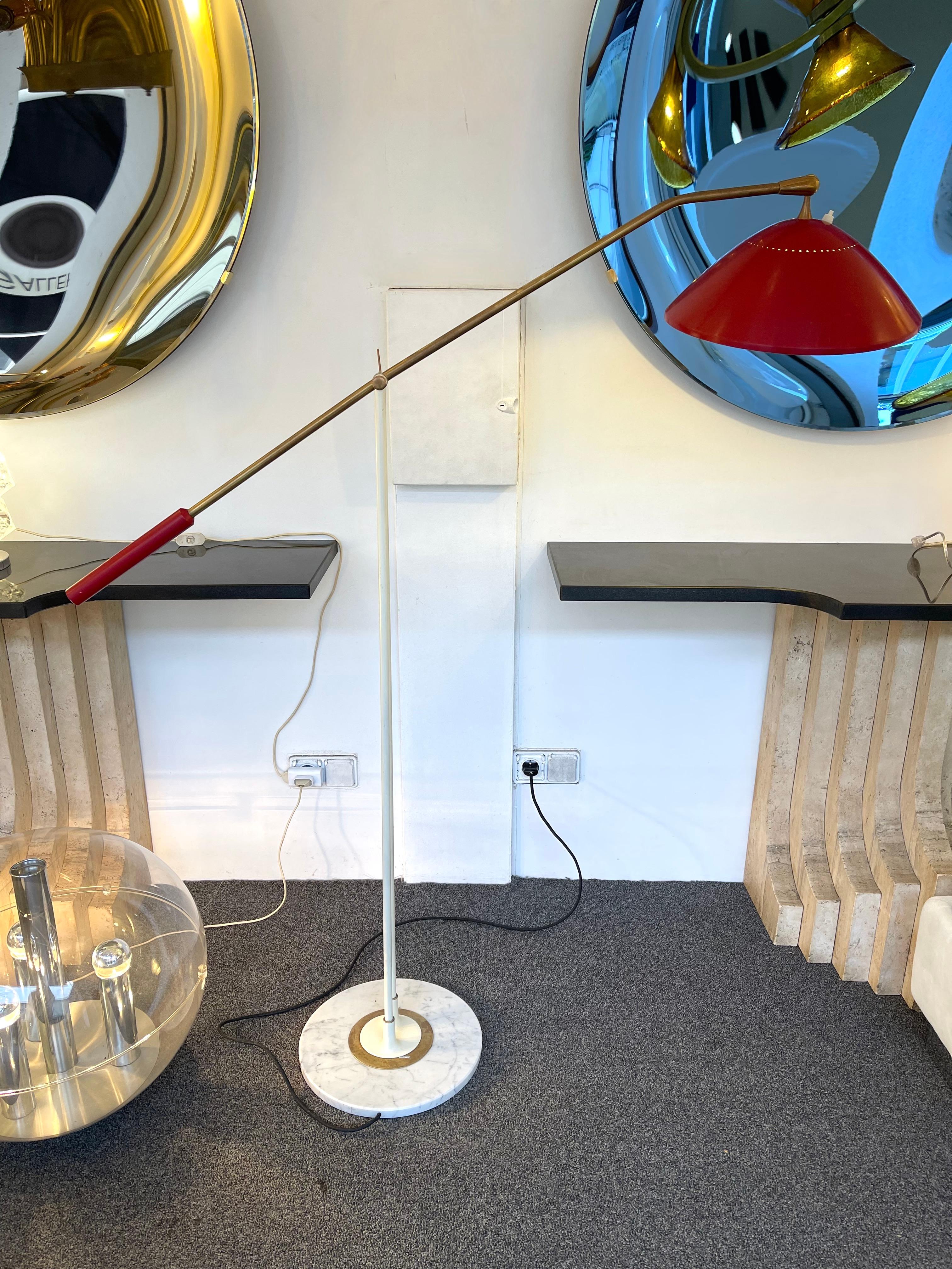 Mid-Century Reading Floor Lamp Brass lacquered Metal by Stilnovo, Italy, 1960s For Sale 6