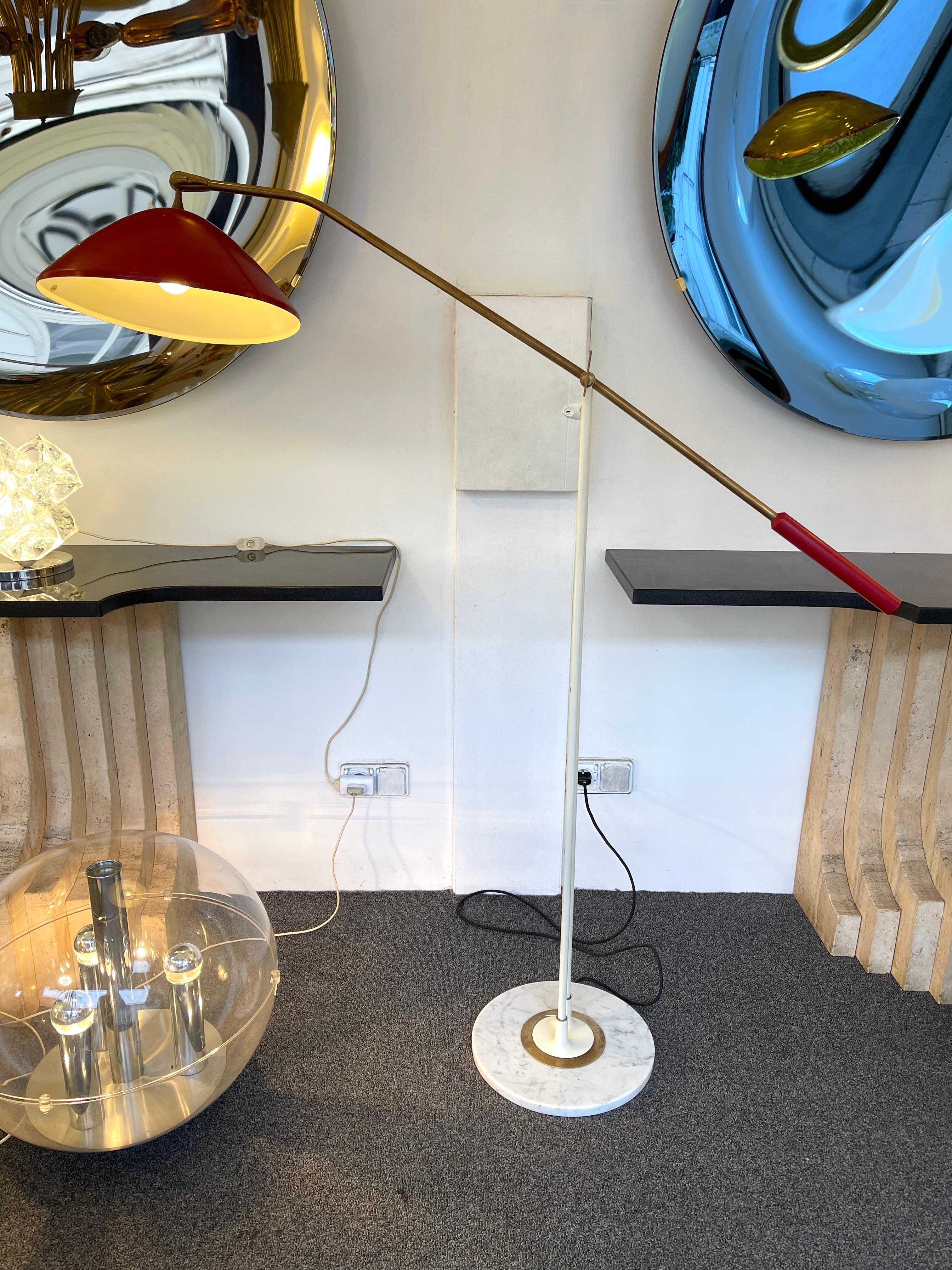 Mid-Century Reading Floor Lamp Brass lacquered Metal by Stilnovo, Italy, 1960s For Sale 3