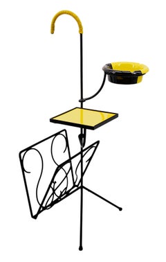 Mid-Century Modern Reading Table with Magazine Rack, 1950s