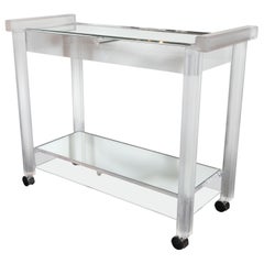 Mid-Century Modern Recilinear Mirrored Lucite Bar Cart by the Lion Frost Company