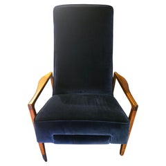Mid Century Modern Recliner in Navy Blue
