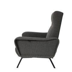 Mid-Century Modern Reclining Armchair in Gray Fabric, Italy, 1950