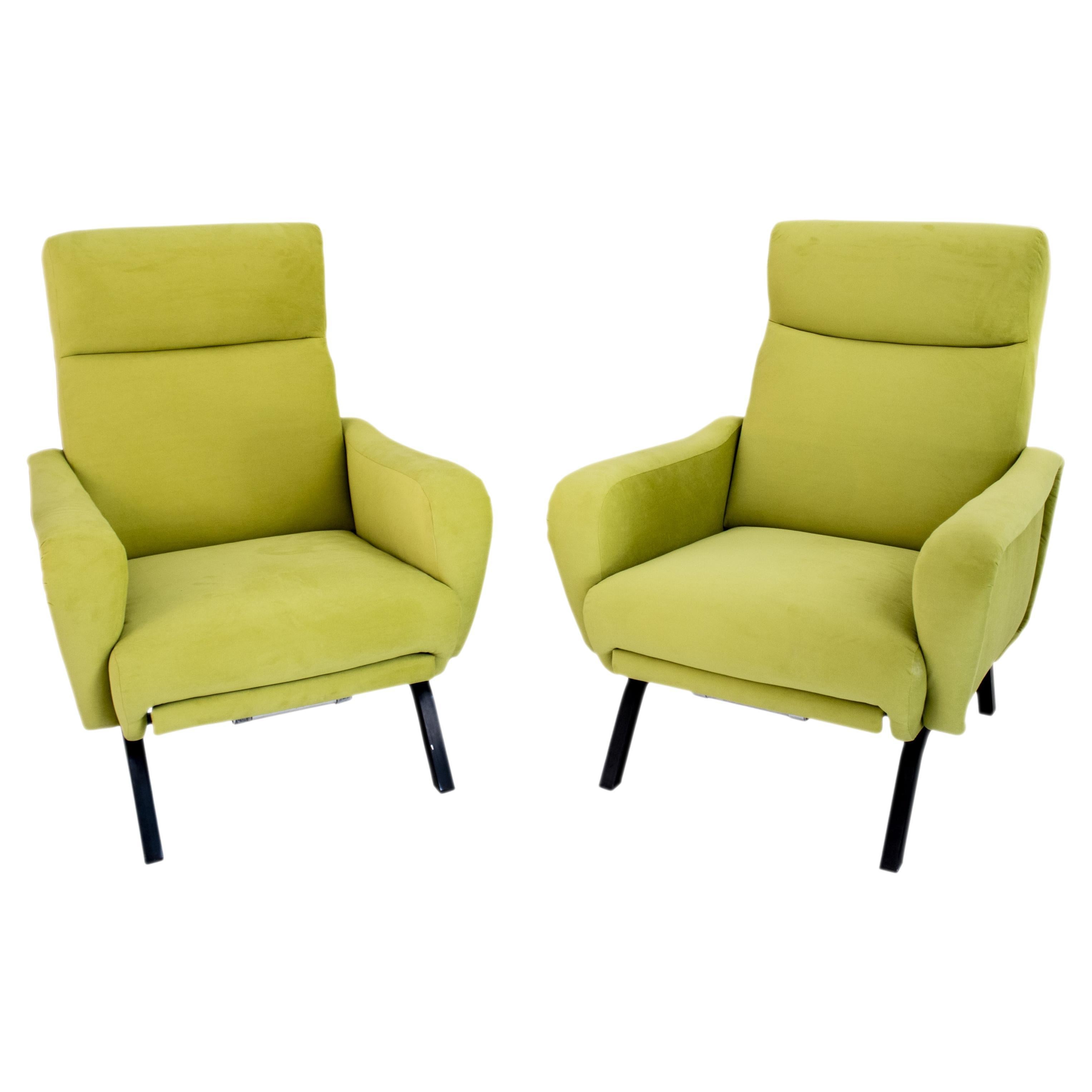 Mid-Century Modern Reclining Armchair Pair, Italy, 1960.