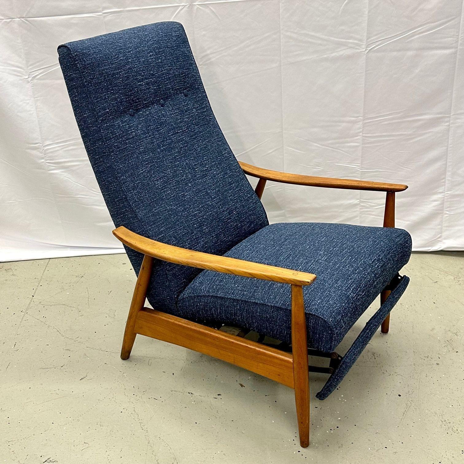 Fabric Mid-Century Modern Reclining Lounge Chair by Milo Baughman, Thayer Coggin, 1950s