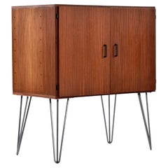 Mid-Century Modern Record Cabinet Stereo or TV Stand on Hairpin Legs