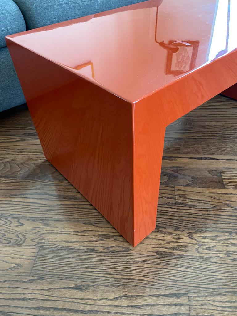 American Mid-Century Modern Rectangle Orange Laminated Coffee Table For Sale