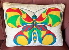 Mid-Century Modern Rectangular Accent Pillow with Quilted Mod Graphic Butterfly