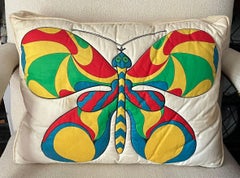 Mid-Century Modern Rectangular Accent Pillow with Quilted Mod Graphic Butterfly