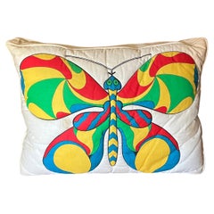 Mid-Century Modern Rectangular Accent Pillow with Quilted Mod Graphic Butterfly