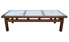Mid-Century Modern Rectangular Cocktail Table in Walnut with Onyx Marble