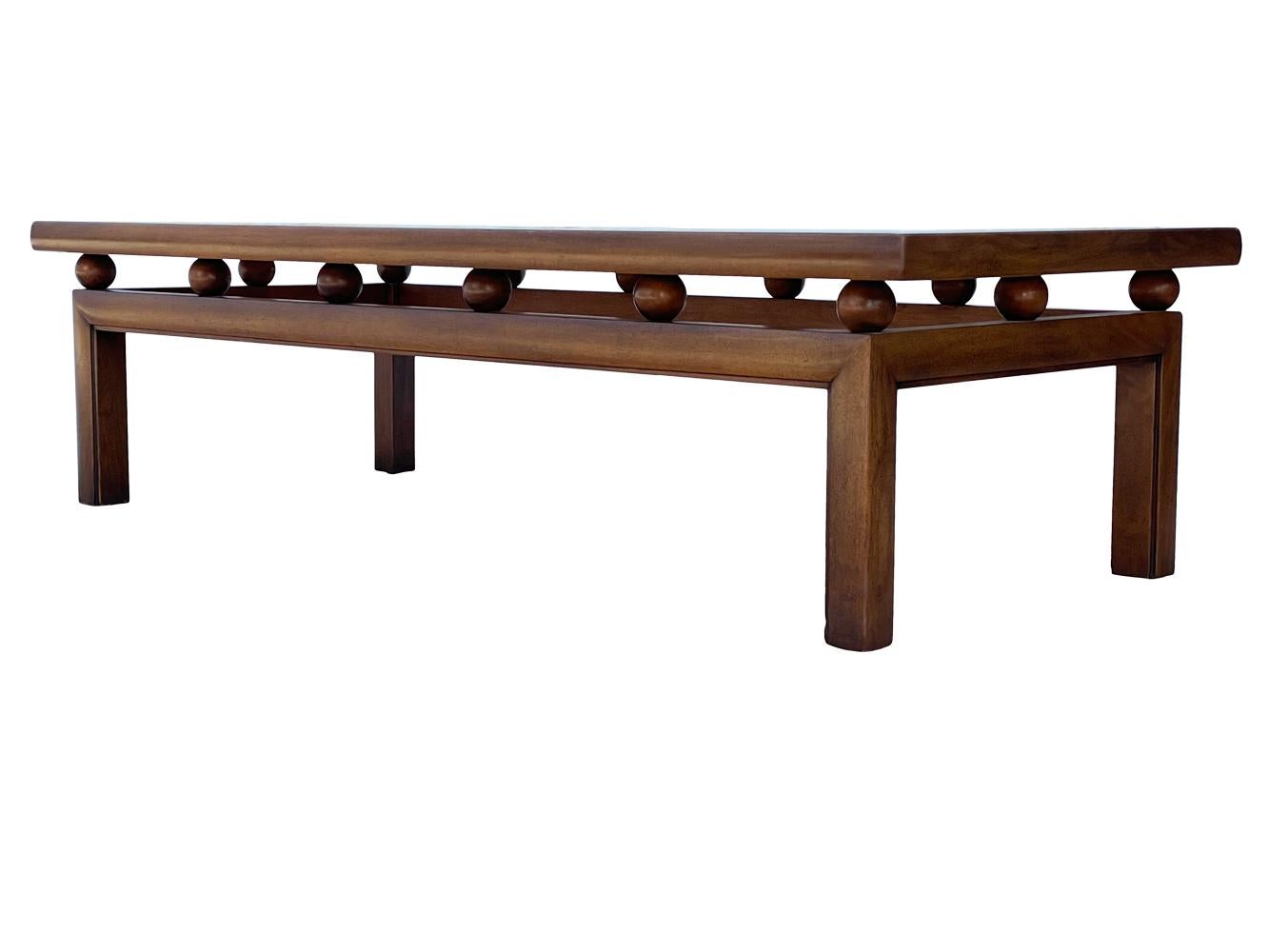 American Mid-Century Modern Rectangular Cocktail Table in Walnut with Onyx Marble For Sale