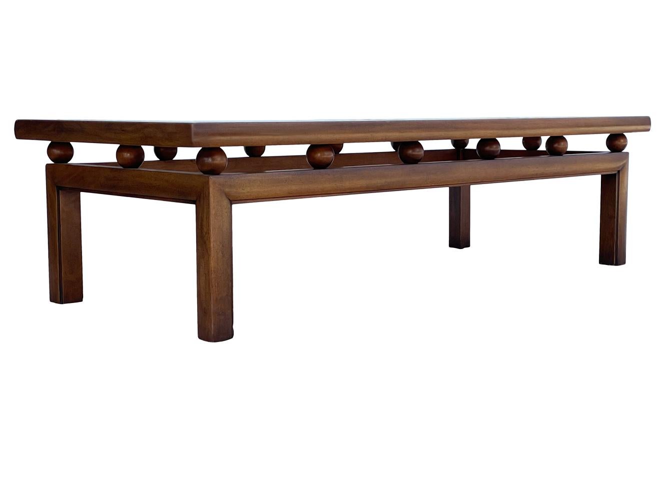 Mid-Century Modern Rectangular Cocktail Table in Walnut with Onyx Marble For Sale 1