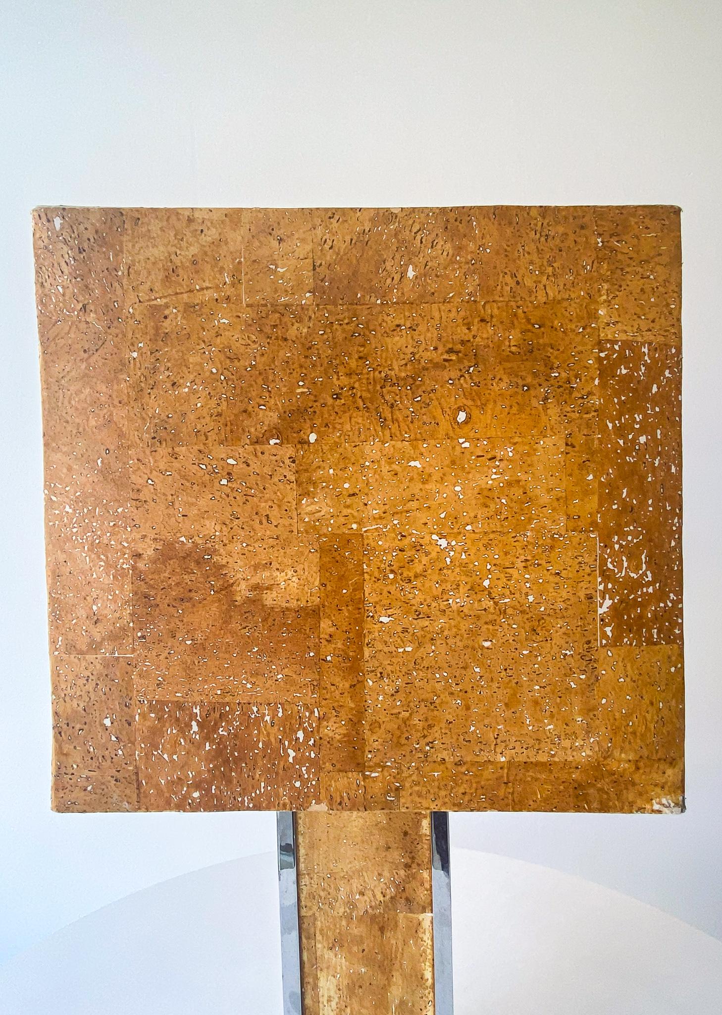 Late 20th Century Mid-Century Modern Rectangular Cork Chrome Table Lamp, Italy 1970s For Sale
