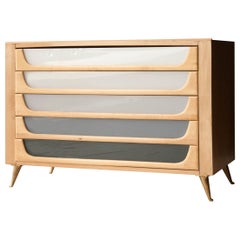 Mid-Century Modern Rectangular Erable Brass Italian Sideboard, 1960 Mid-Century Modern Rectangular Erable Brass Italian Sideboard, 1960