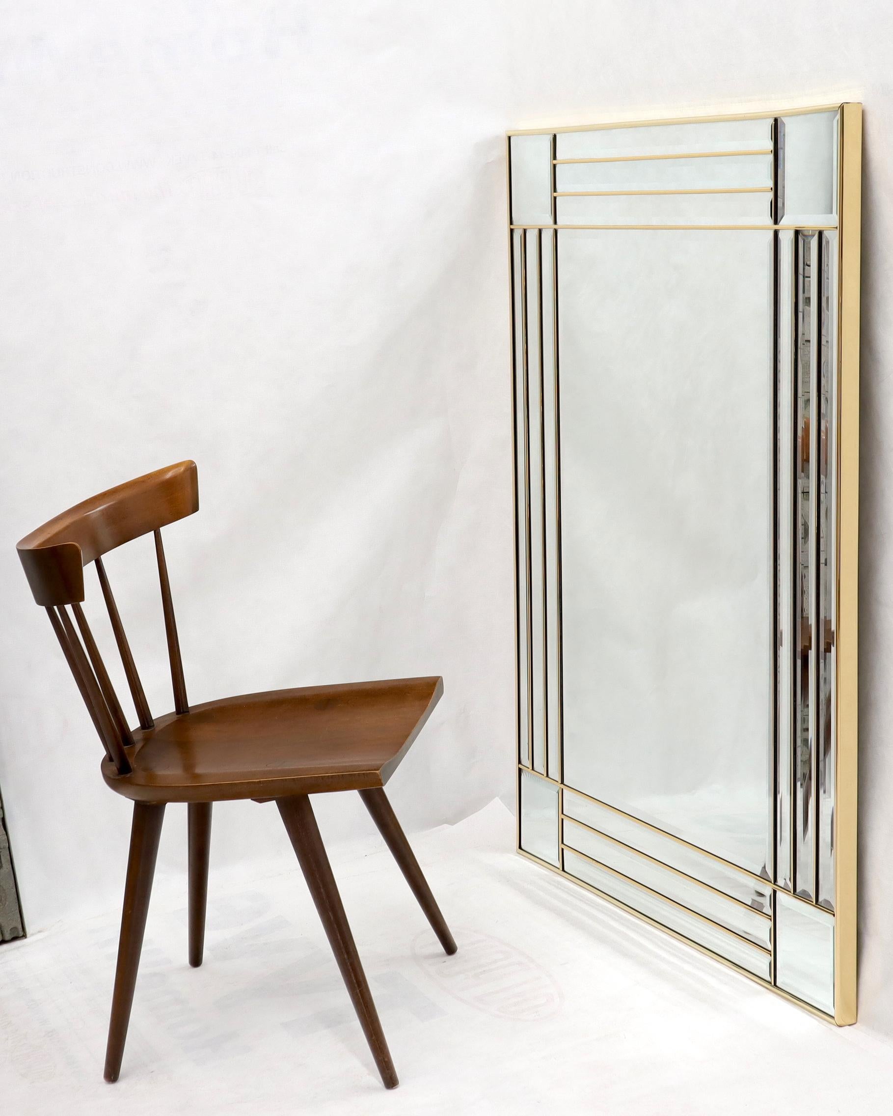 Mid-Century Modern glass beveled mirror tiles frame studio made wall hanging mirror.