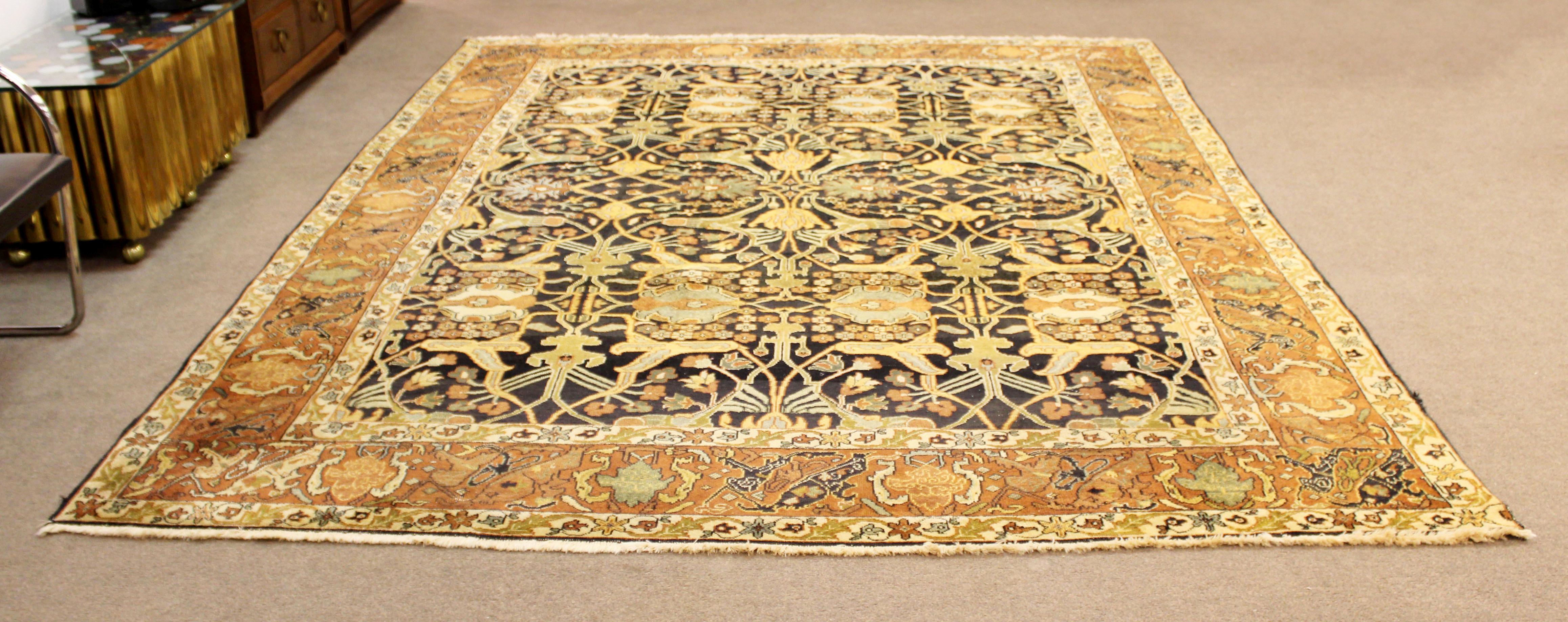 Mid-Century Modern Rectangular Hand Knotted 100% Wool Area Rug Carpet Made India In Good Condition In Keego Harbor, MI