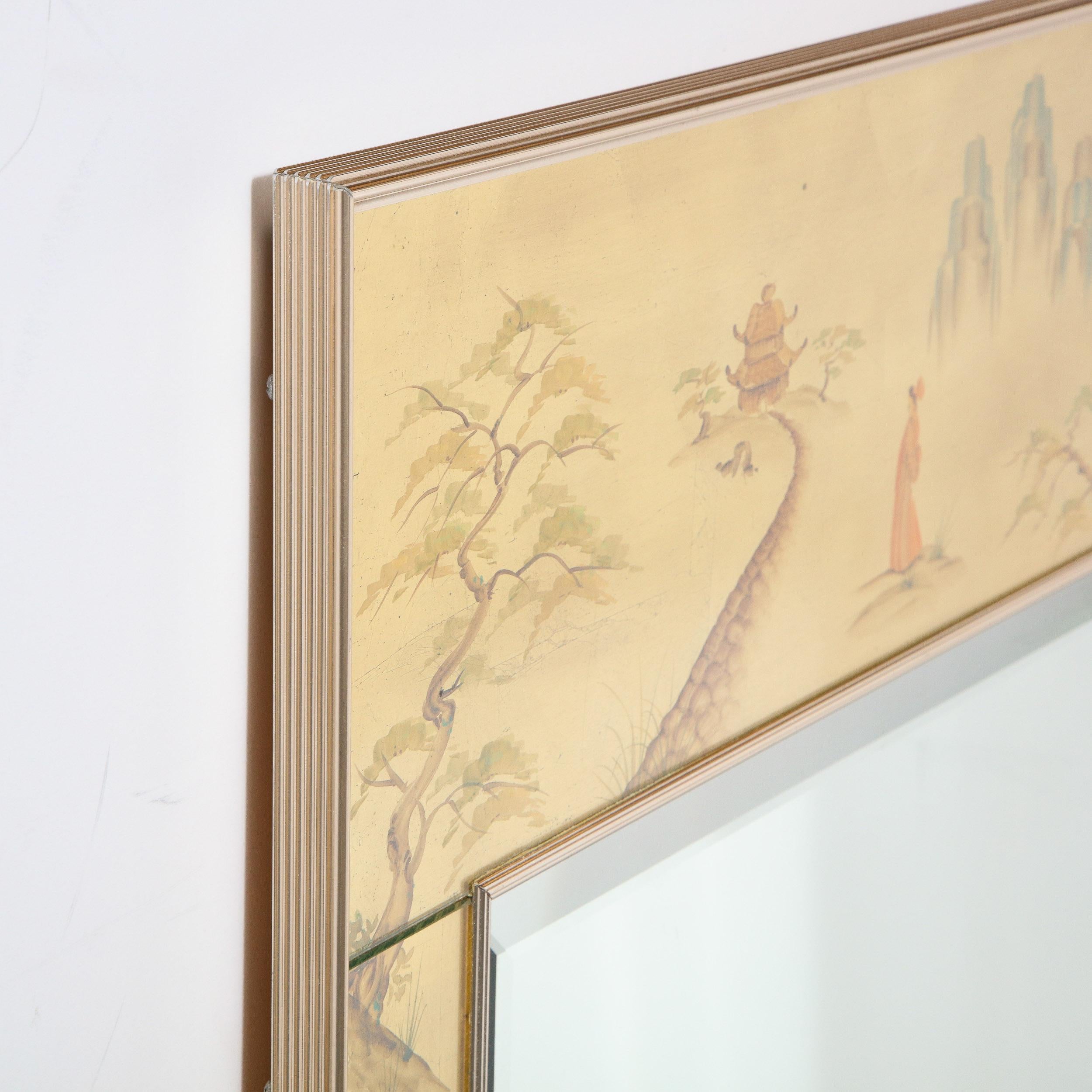 Mid-Century Modern Rectangular La Barge Hand Painted Églomisé Chinoiserie Mirror 7