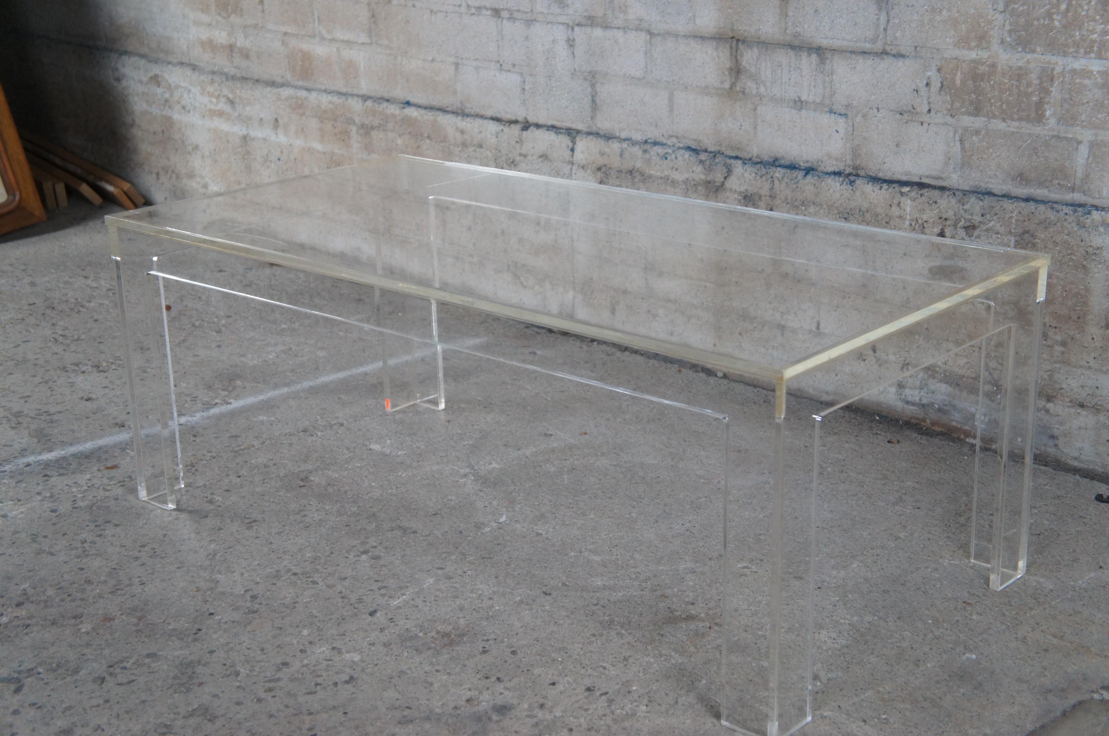 Mid-Century Modern Rectangular Lucite Parsons Coffee Cocktail Table Mcm 6