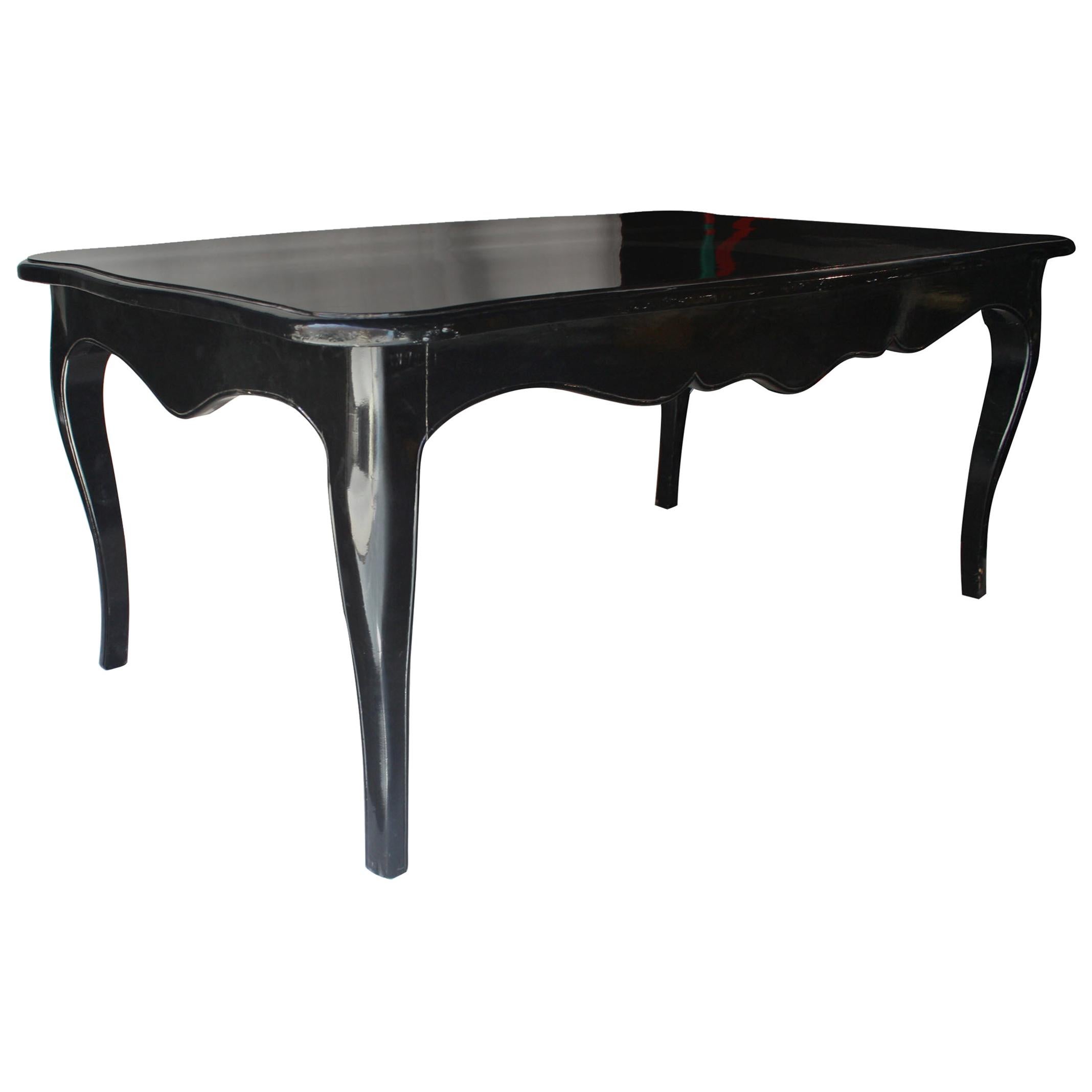 Mid-Century Modern Rectangular Oak Black Dining Table, 1940