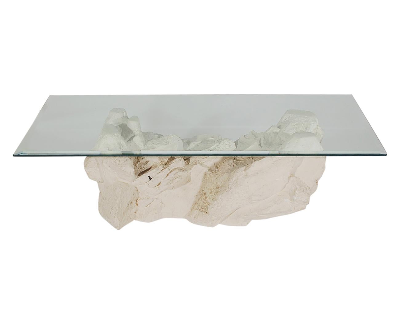 plaster and glass coffee table