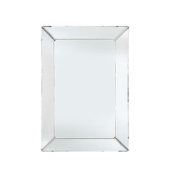 Mid-Century Modern Rectangular Shadowbox Mirror with Chrome Inserts
