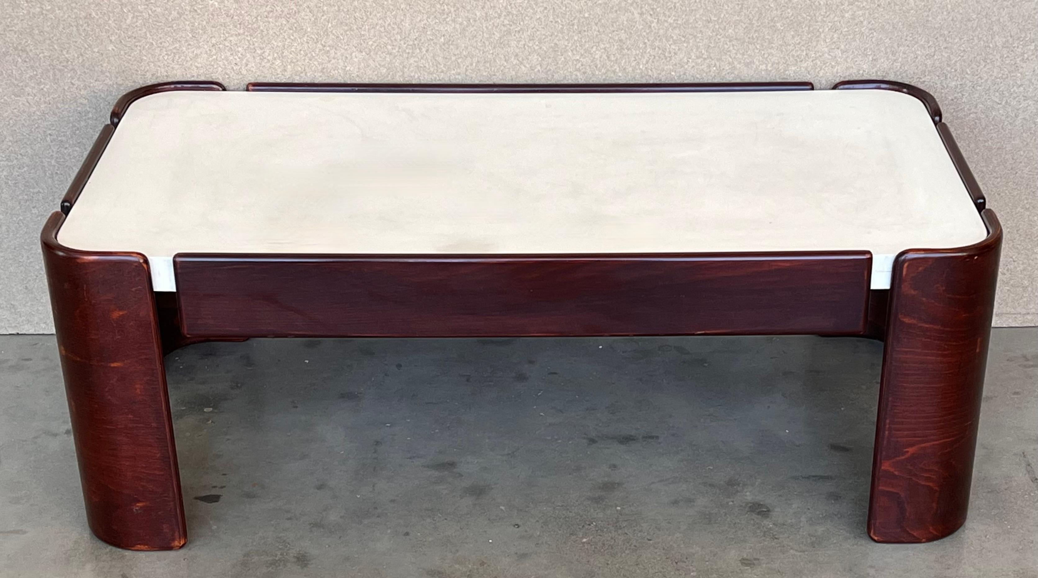 Mid-Century Modern Rectangular Table with Curved Legs and White Top In Good Condition For Sale In Miami, FL
