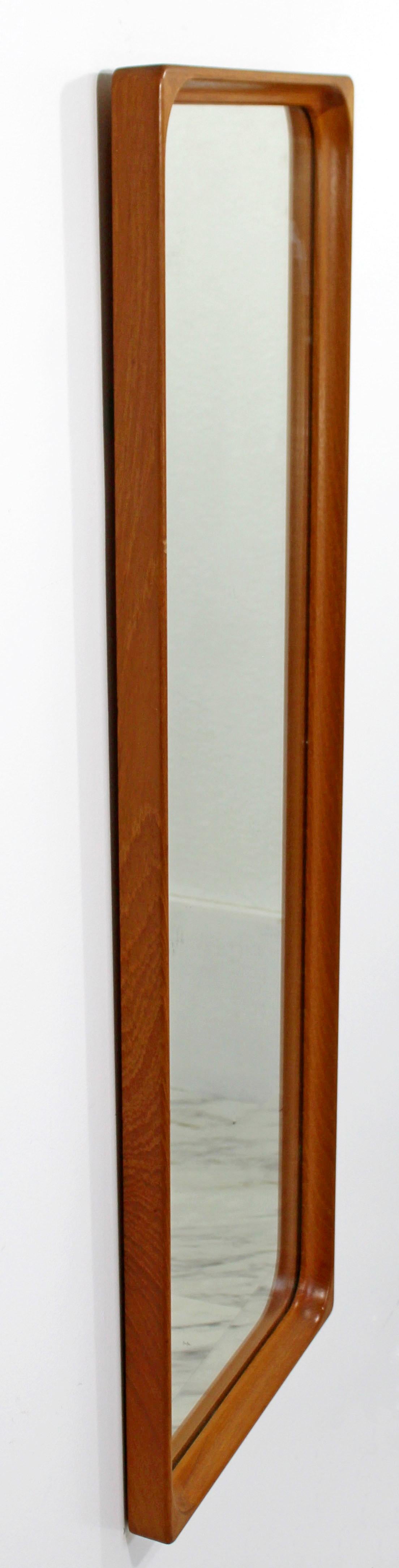 Swedish Mid-Century Modern Rectangular Teak Wood Wall Mirror Markaryd Scandinavian 1950s