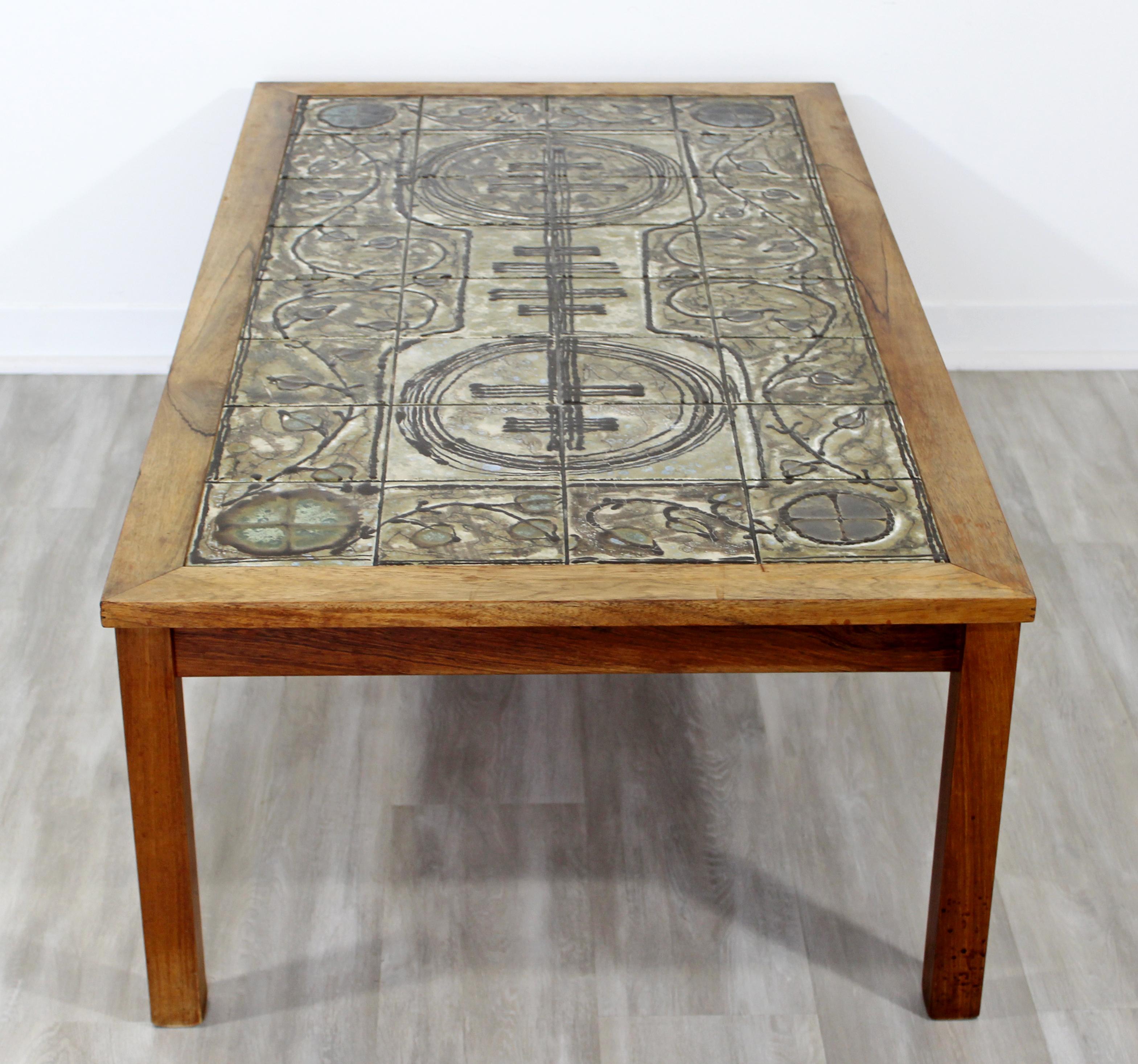Mid-Century Modern Rectangular Tile Topped Wood Coffee Table, 1960s, Denmark 4