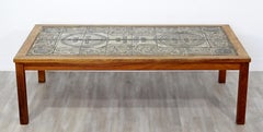 Mid-Century Modern Rectangular Tile Topped Wood Coffee Table, 1960s, Denmark
