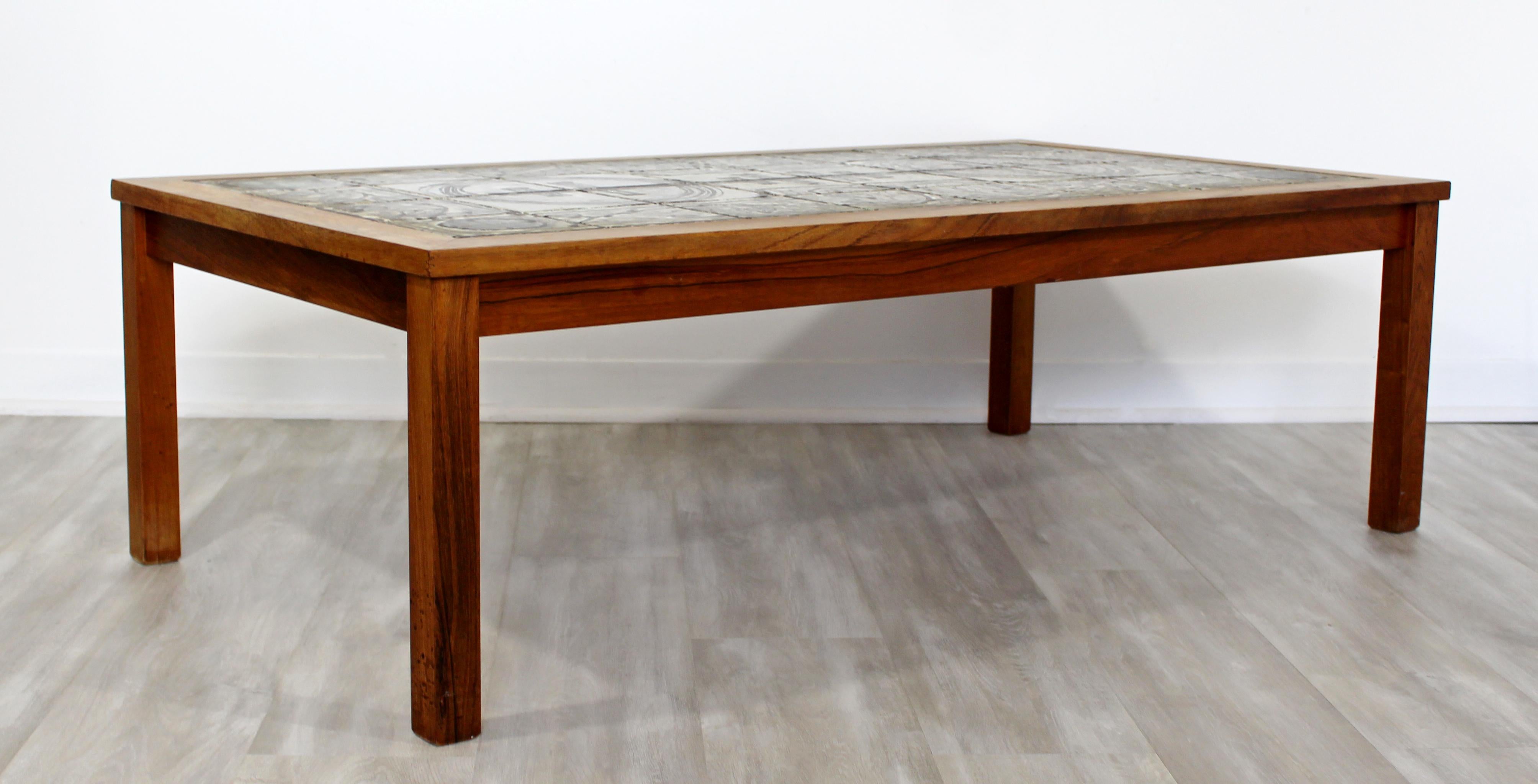 Mid-Century Modern Rectangular Tile Topped Wood Coffee Table, 1960s, Denmark 2