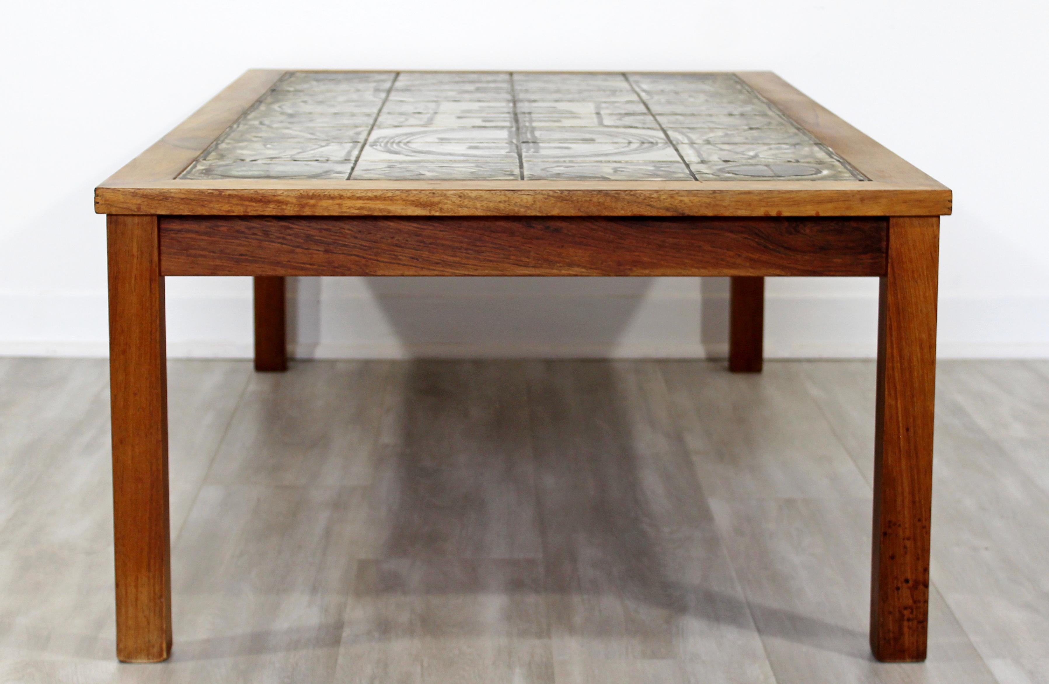 Mid-Century Modern Rectangular Tile Topped Wood Coffee Table, 1960s, Denmark 3