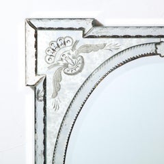 Mid-Century Modern Rectangular Venetian Mirror with Neoclassical Detailing