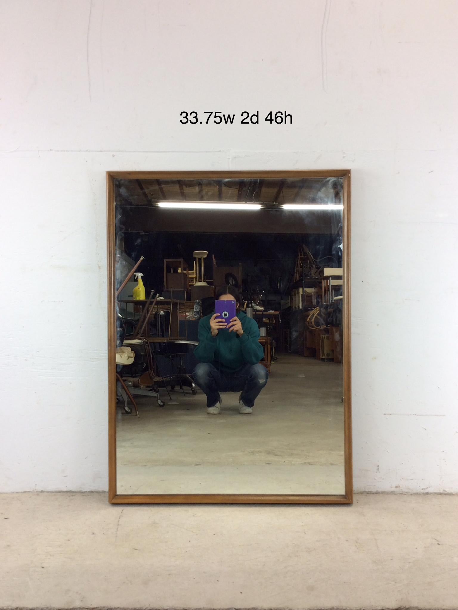 Mid-Century Modern Mid Century Modern Rectangular Wall Mirror with Beveled Walnut Frame For Sale