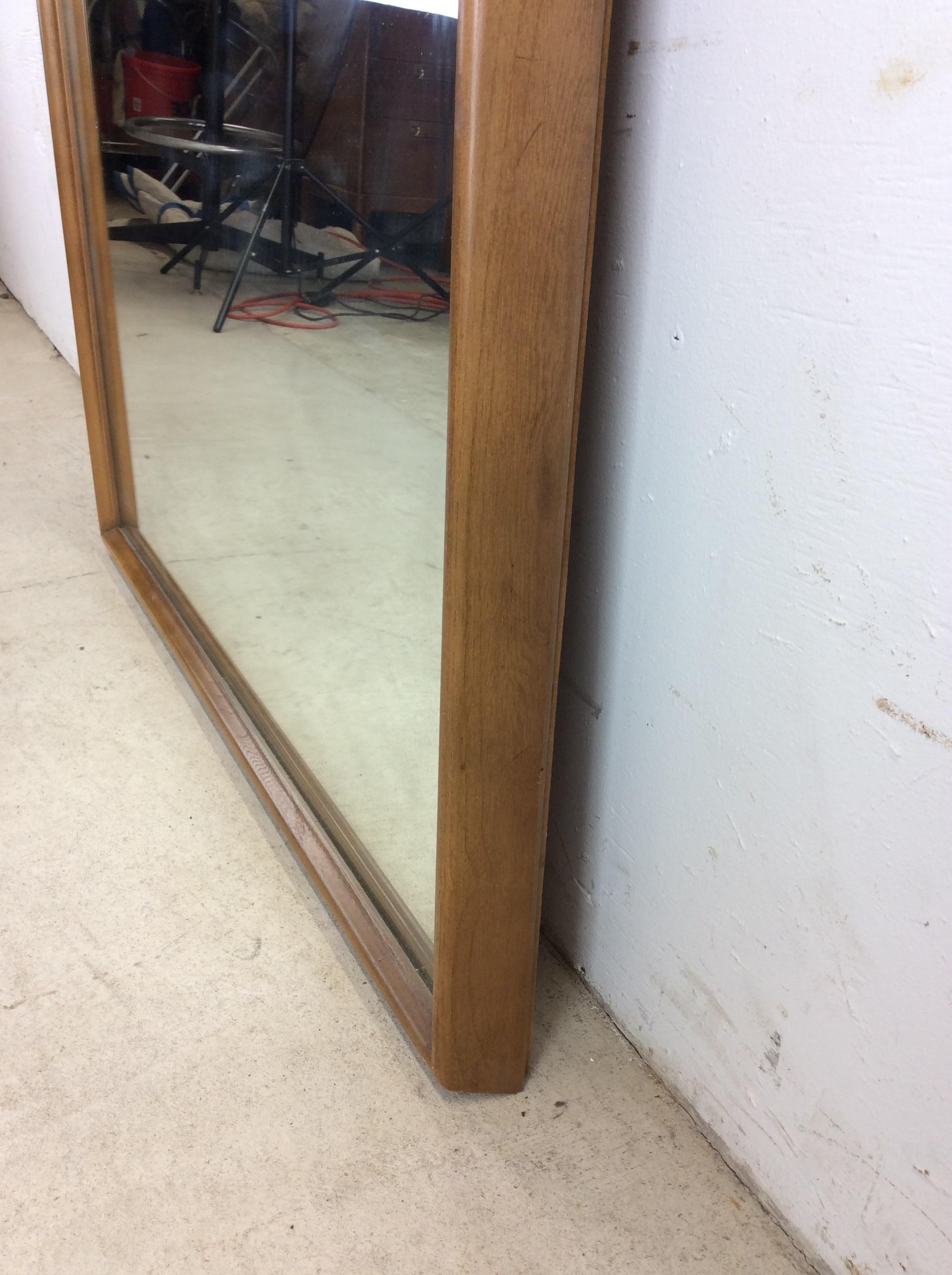 Mid Century Modern Rectangular Wall Mirror with Beveled Walnut Frame For Sale 2