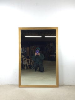 Miroir mural rectangulaire avec cadre en Wood Wood Blonde, moderne du milieu du siècle dernier