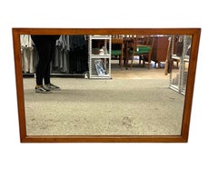 Mid-Century Modern Rectangular Wall Mirror with Wood Frame