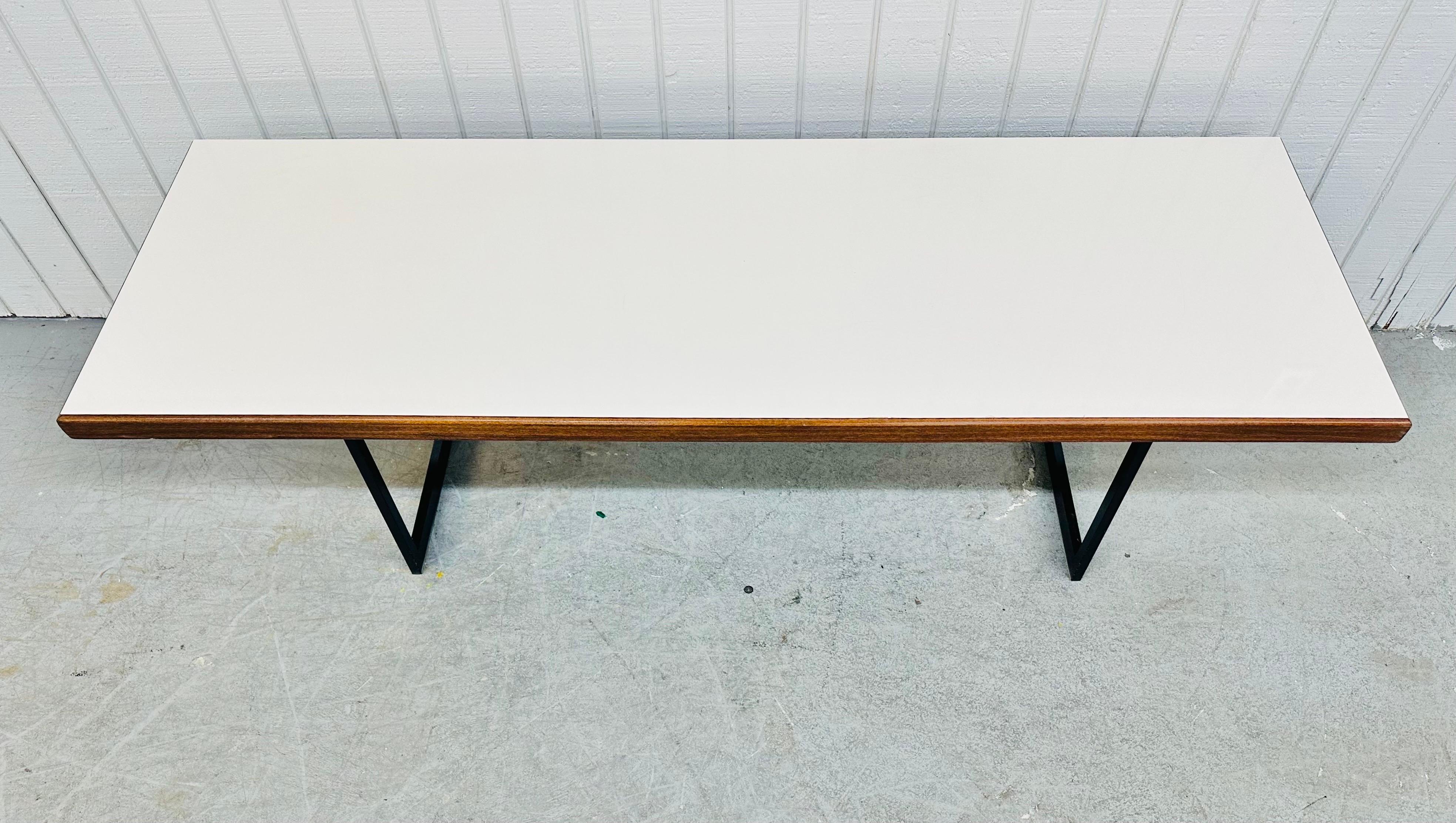 American Mid-Century Modern Rectangular White Top Coffee Table For Sale