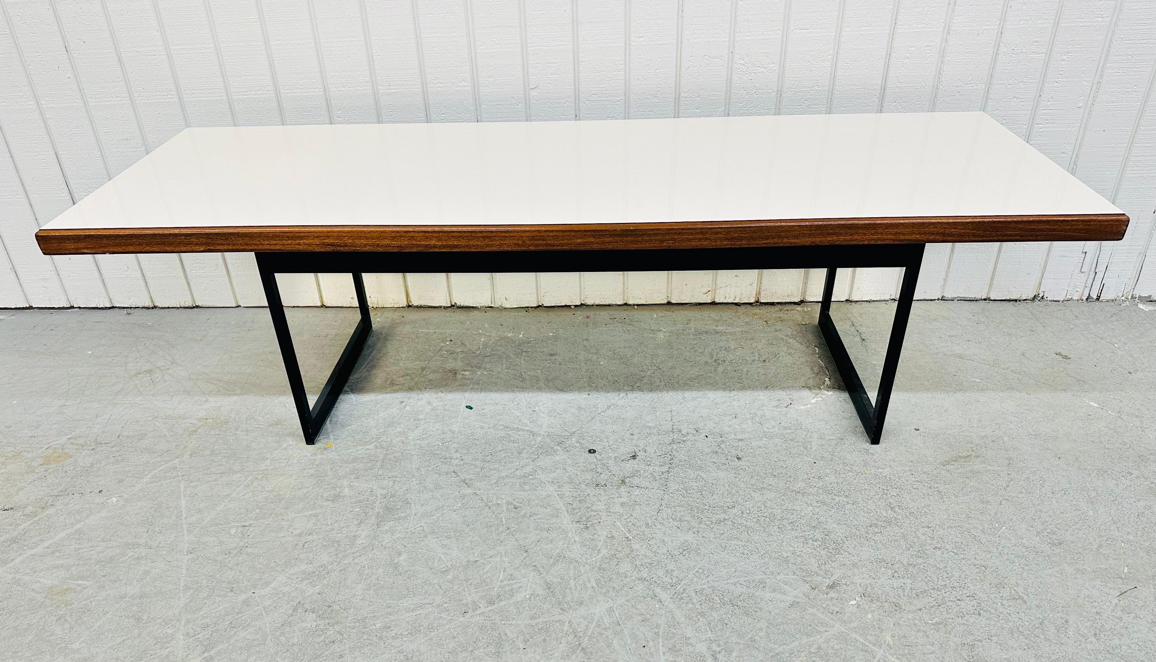 Metal Mid-Century Modern Rectangular White Top Coffee Table For Sale