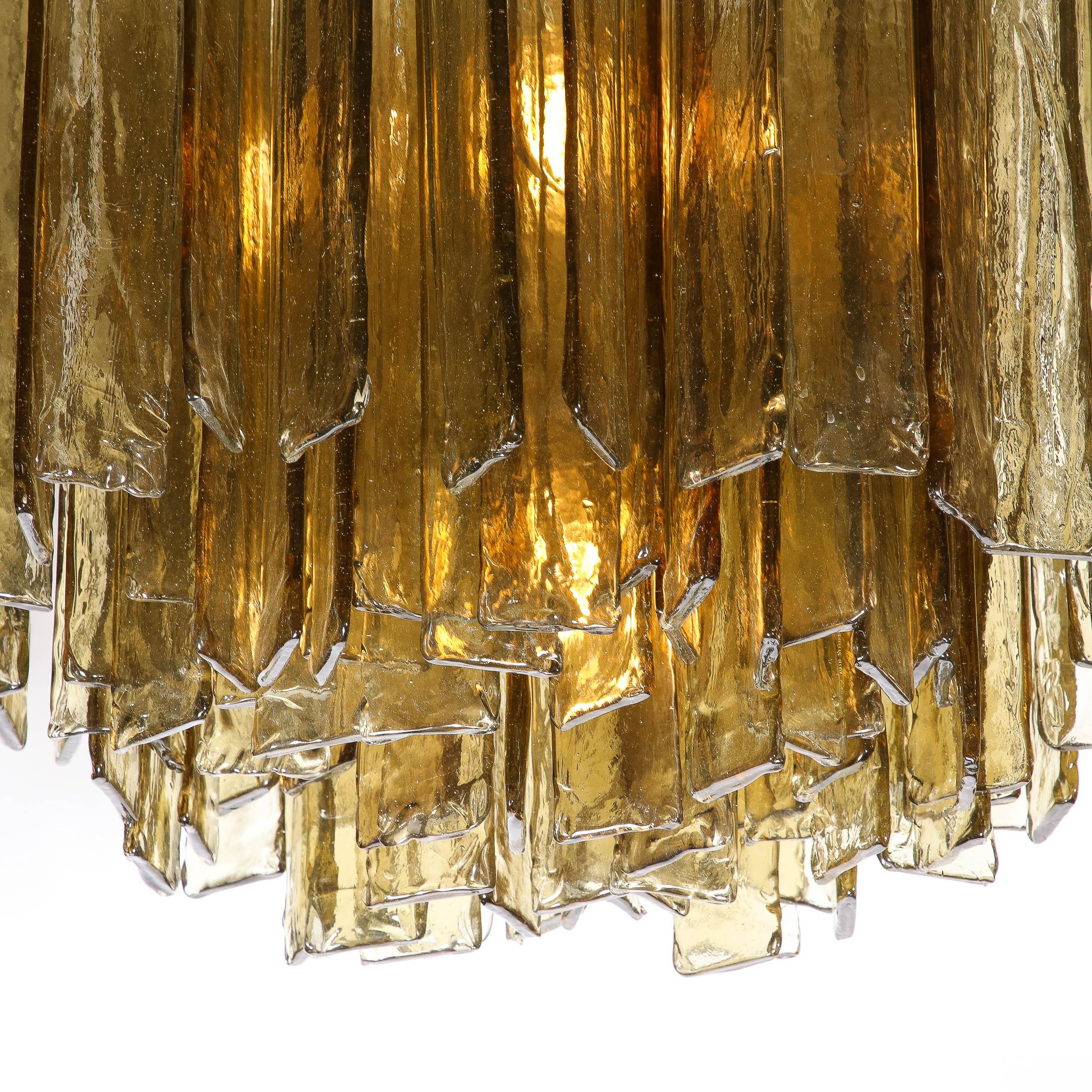 Murano Glass Mid-Century Modern Rectilinear Hand Blown Smoked Amber Glass 