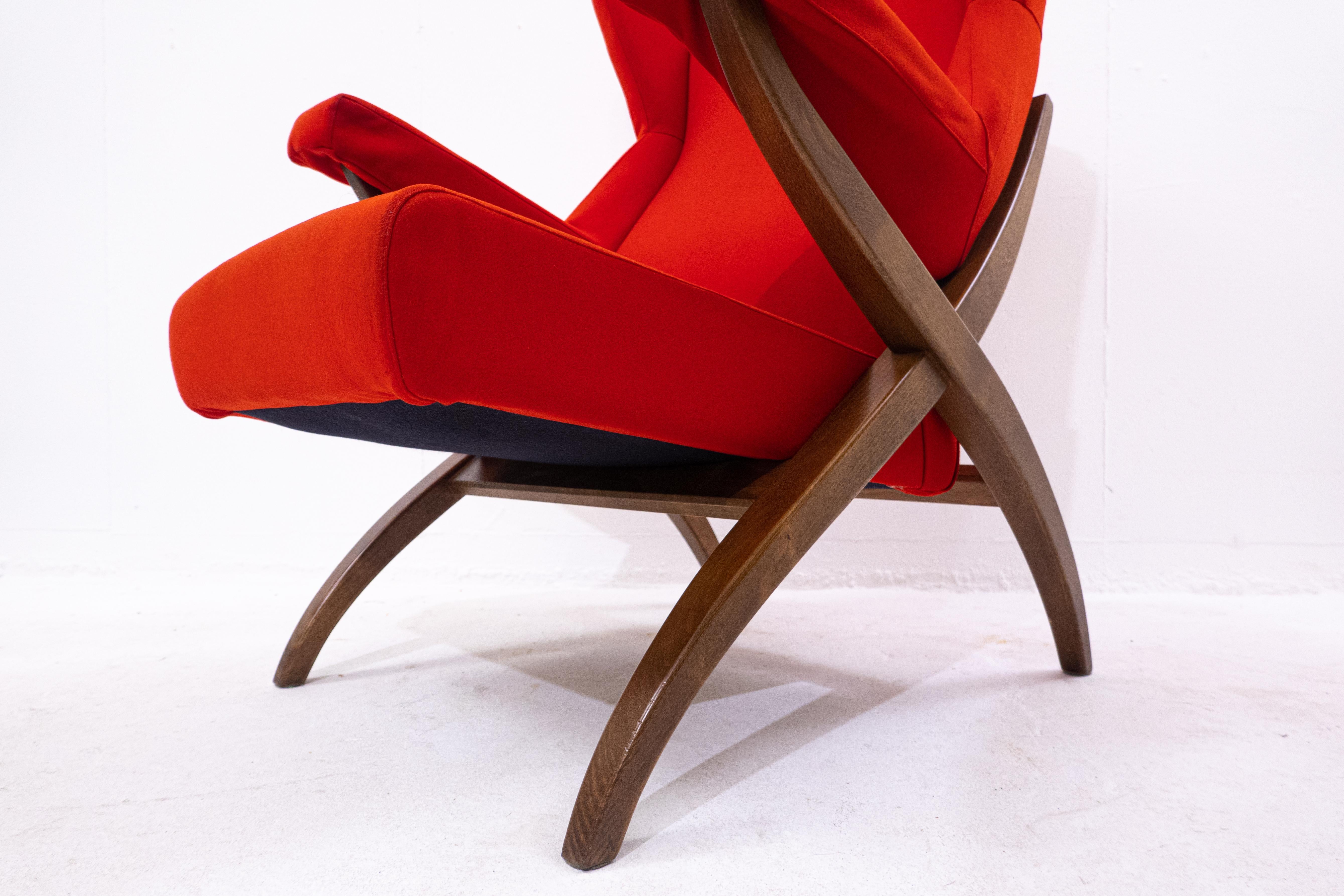 Italian Mid-Century Modern Red Armchair Fiorenza by Franco Albini for Arflex, Italy For Sale