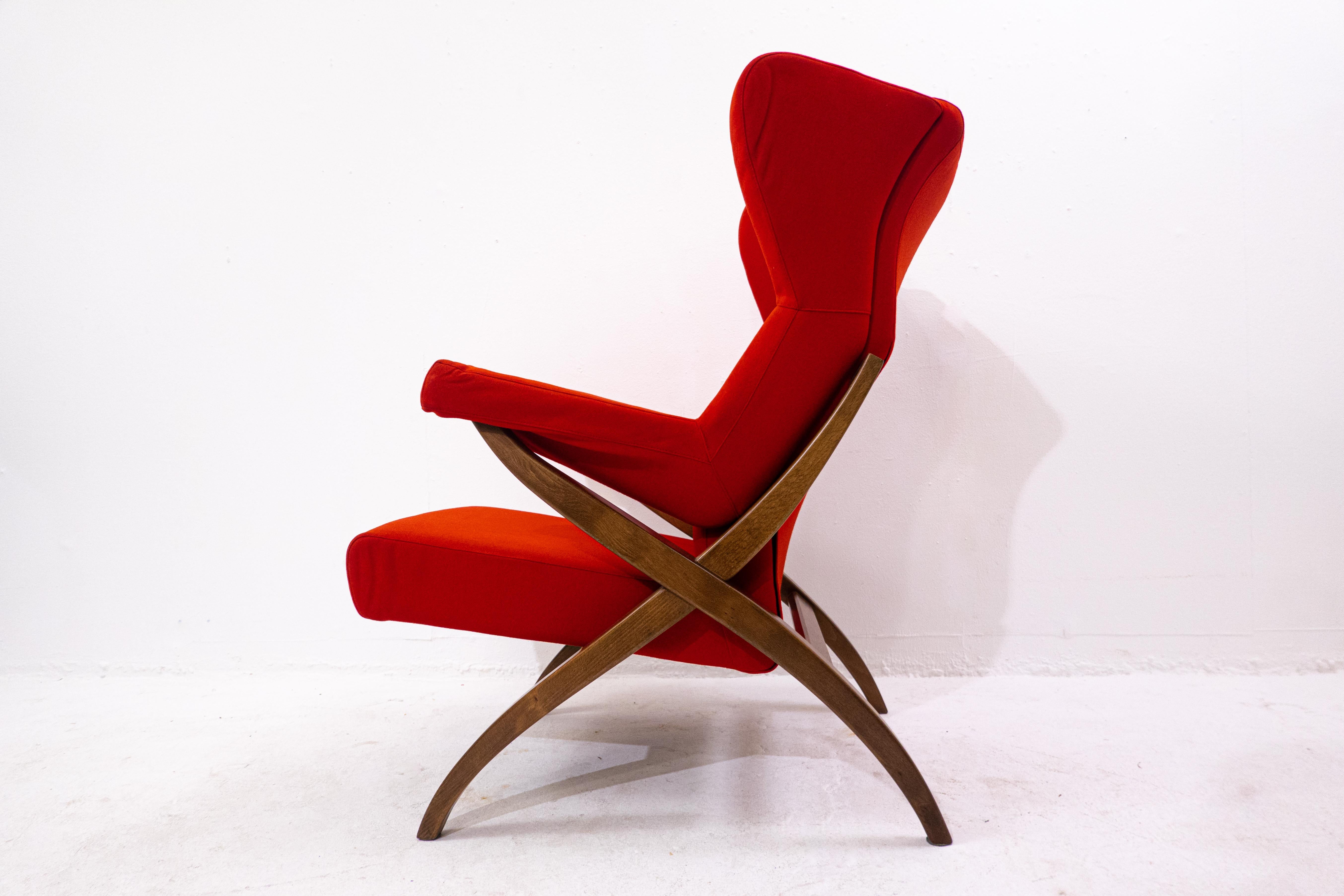 Mid-Century Modern Red Armchair Fiorenza by Franco Albini for Arflex, Italy In Good Condition For Sale In Brussels, BE
