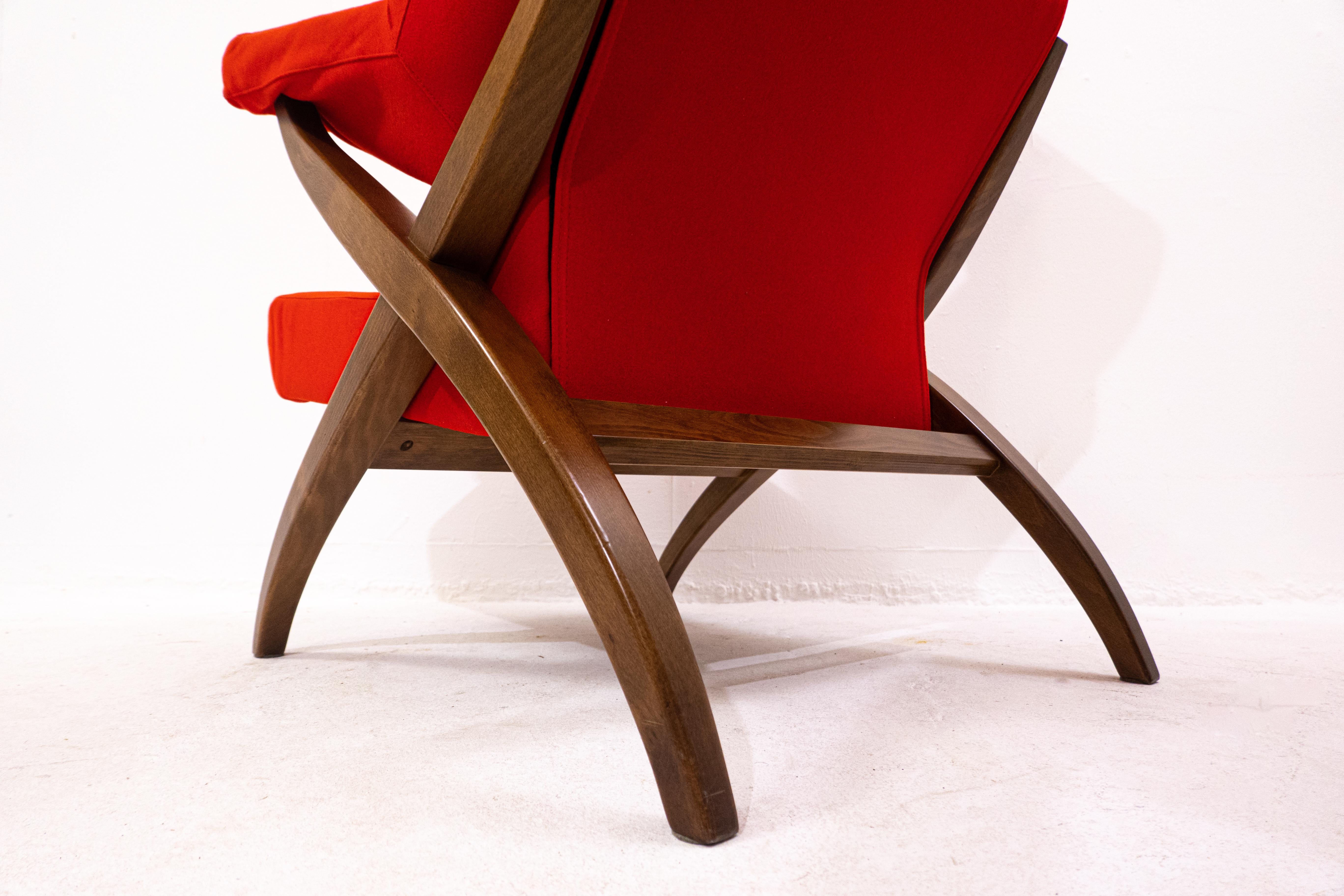 Fabric Mid-Century Modern Red Armchair Fiorenza by Franco Albini for Arflex, Italy For Sale