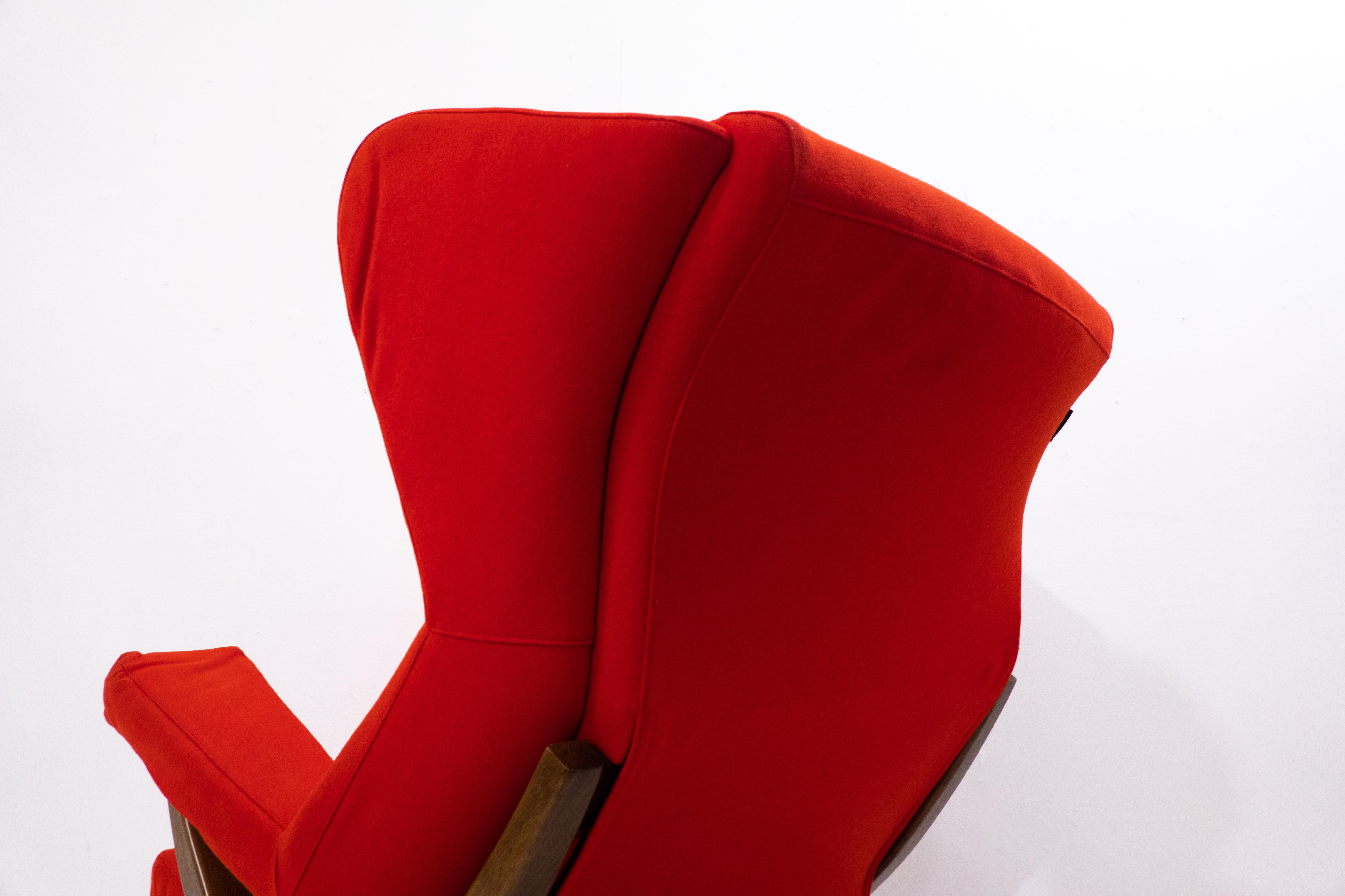 Moderner roter Sessel Fiorenza aus der Mitte des Jahrhunderts von Franco Albini für Arflex, Italien (Stoff) im Angebot