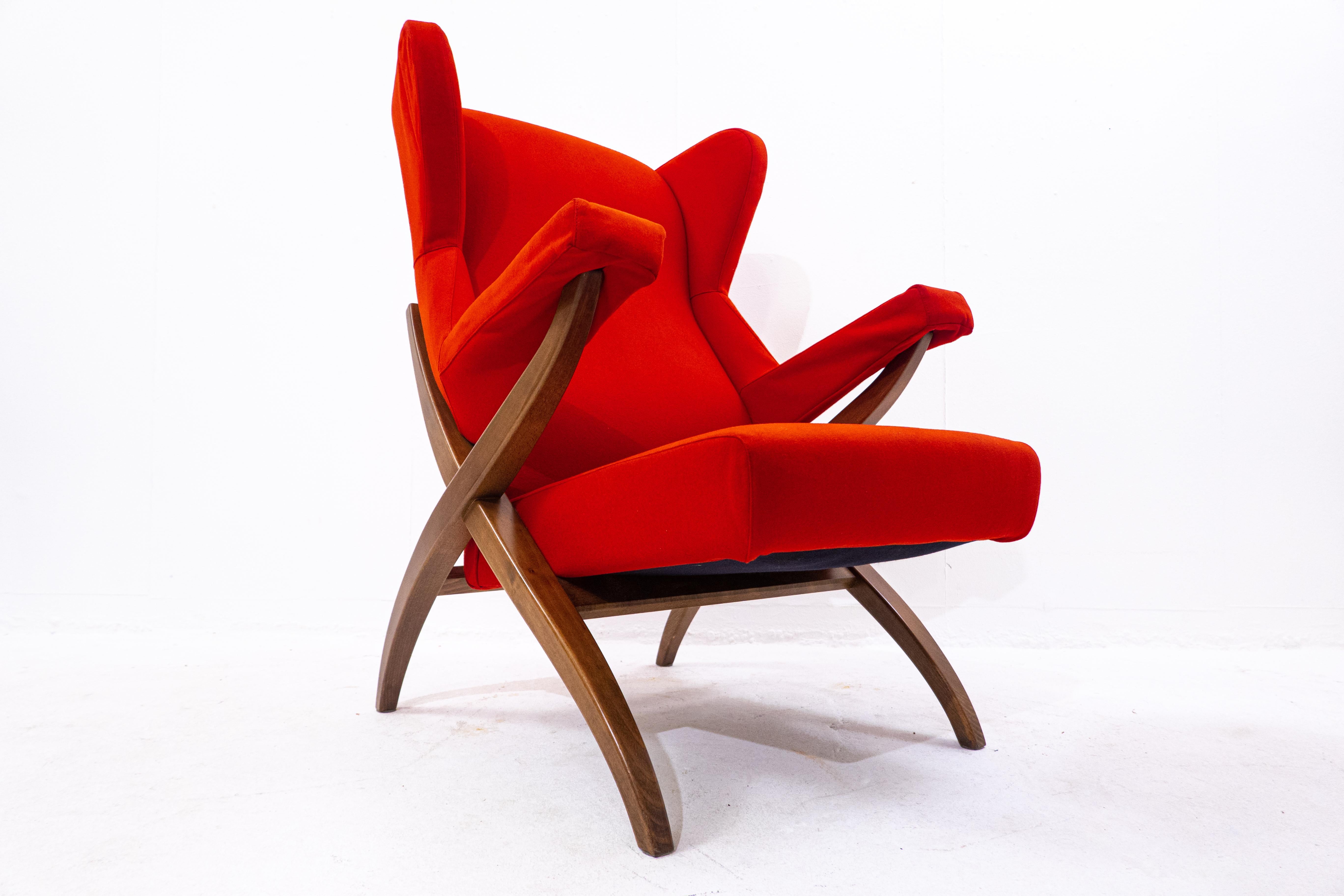 Mid-Century Modern Red Armchair Fiorenza by Franco Albini for Arflex, Italy For Sale 2