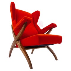 Mid-Century Modern Red Armchair Fiorenza by Franco Albini for Arflex, Italy